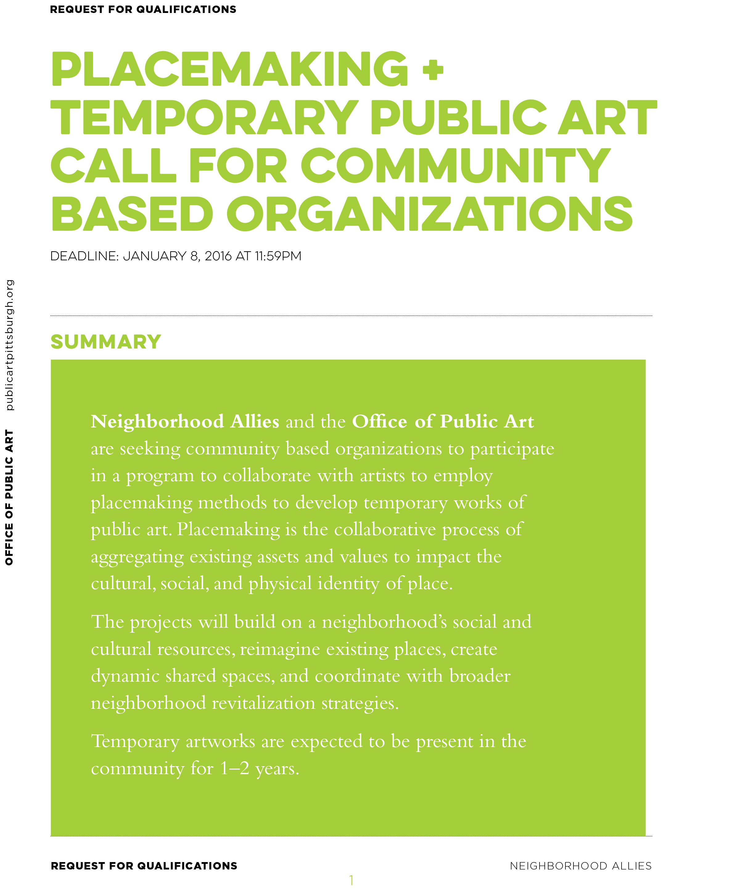 RFP|Placemaking+Temporary Public Art Call for Community Based Organizations