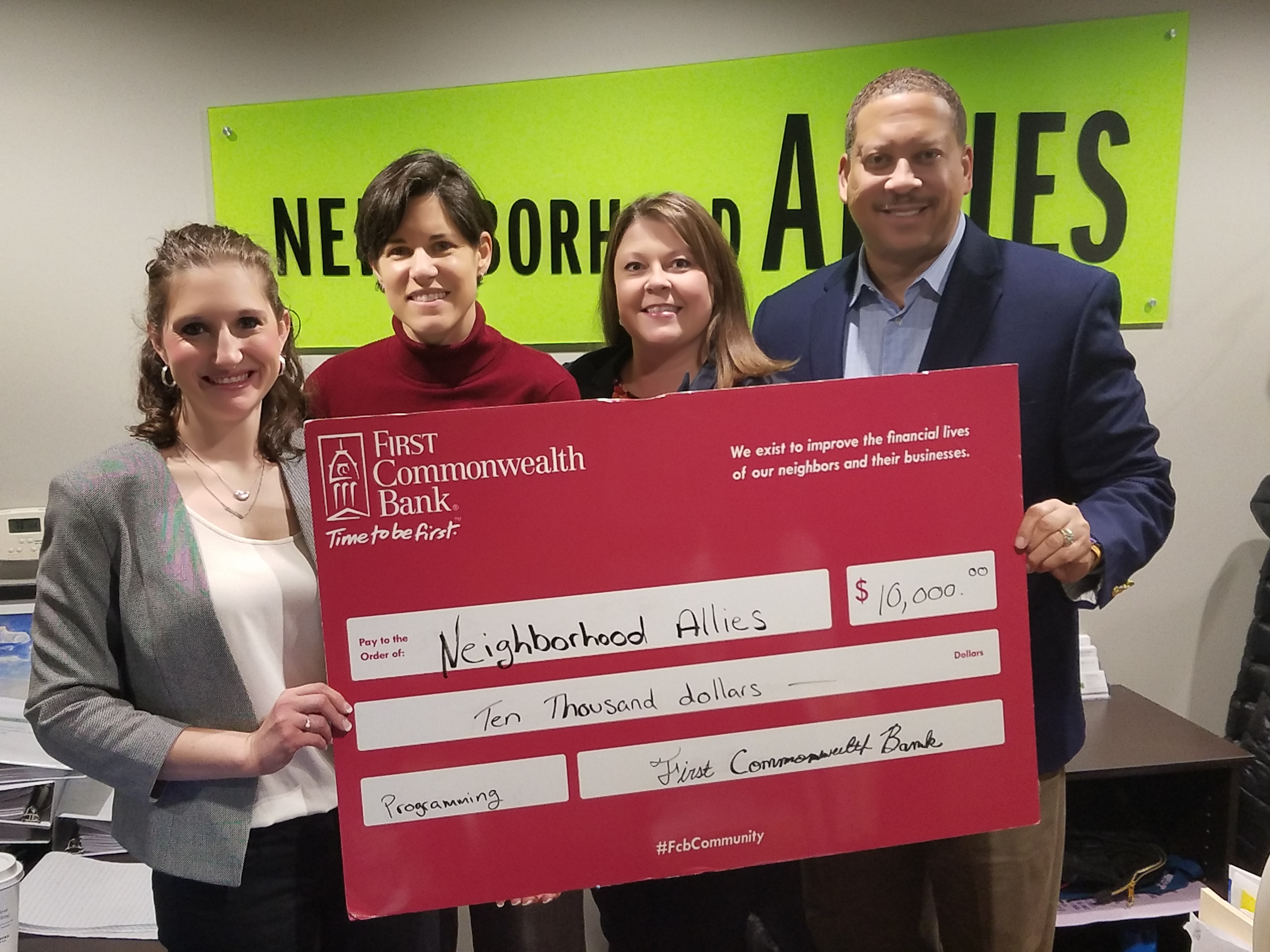 First Commonwealth Bank Grants $10,000 to Economic Opportunity Work in 2020 | Neighborhood Allies Continues to Provide Financial Opportunities, Education and Resources