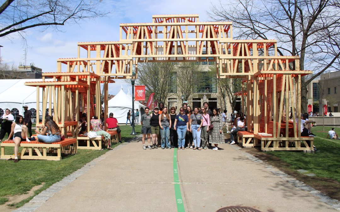 Project partnership between CMU architecture class, Neighborhood Allies, and Abeille Voyante Tea Co. centers on community gathering spaces and sustainable reuse.